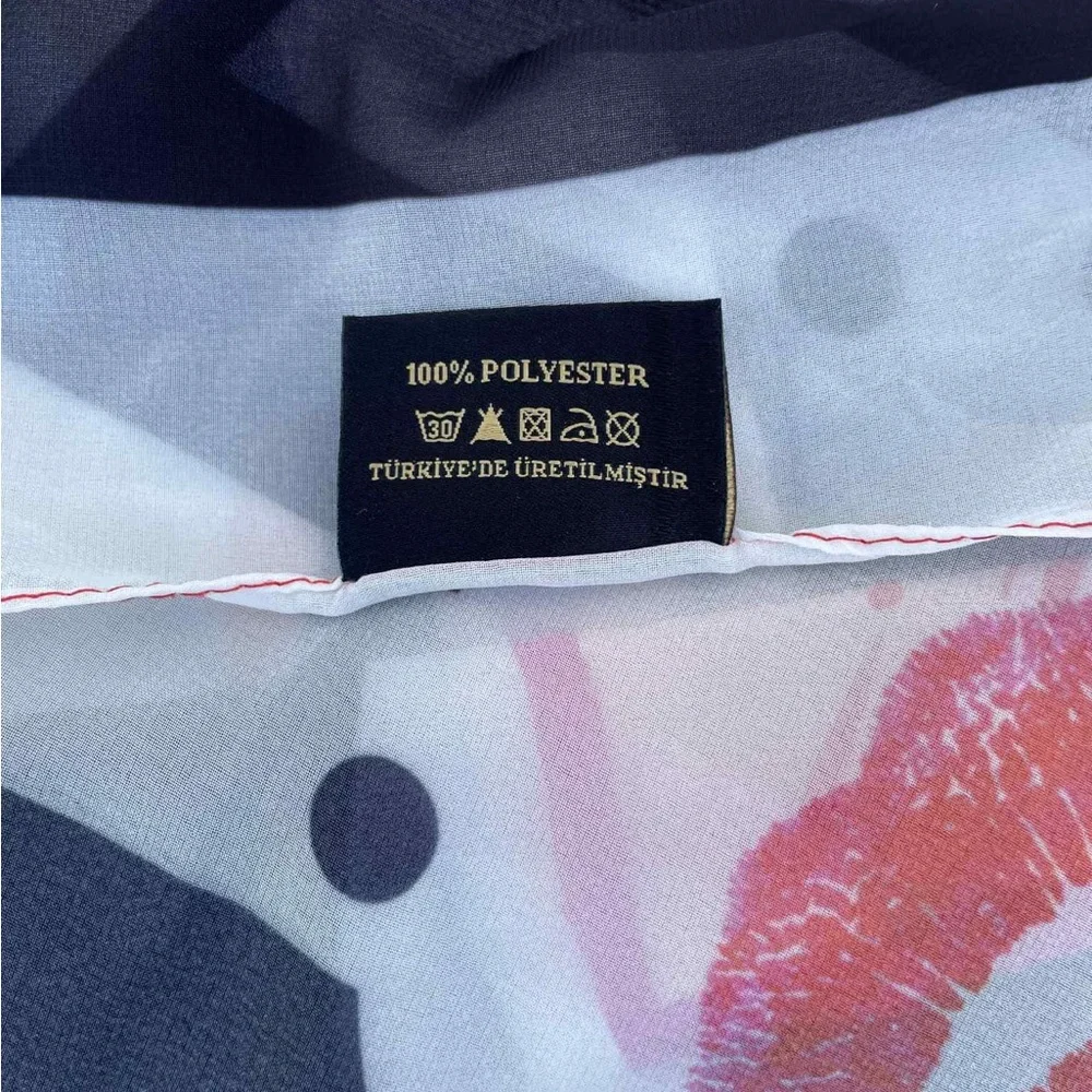 Vintage 1969 Versace Black and White Striped Scarf with Red and Gold Details